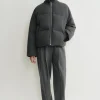 Flannel puffer jacket grey mélange