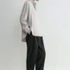 Fluid viscose-blend shirt pale grey mélange