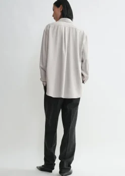 Fluid viscose-blend shirt pale grey mélange