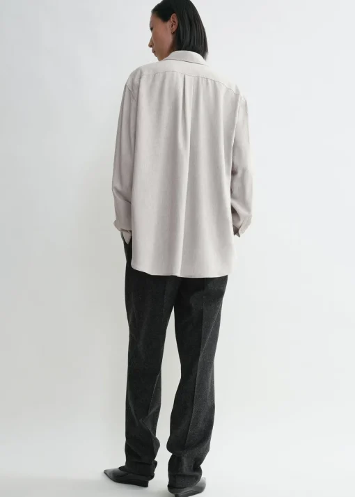 Fluid viscose-blend shirt pale grey mélange