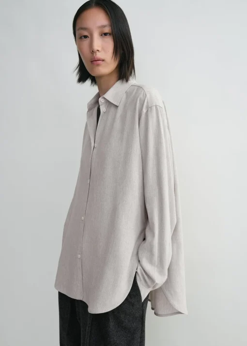 Fluid viscose-blend shirt pale grey mélange