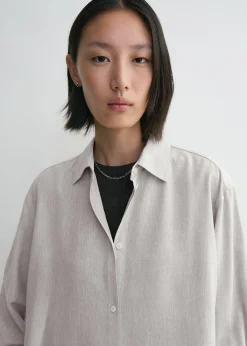 Fluid viscose-blend shirt pale grey mélange