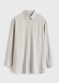 Fluid viscose-blend shirt pale grey mélange