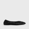 Gathered satin flats black