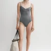 Half-cup swimsuit grey mélange