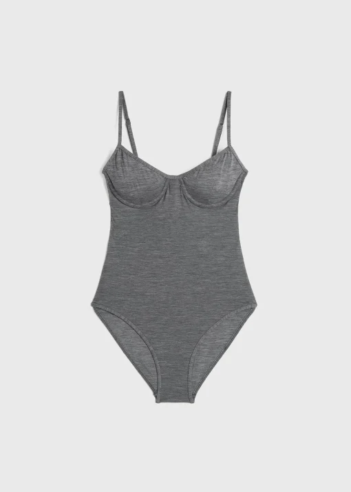 Half-cup swimsuit grey mélange