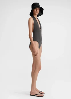Halterneck swimsuit anthracite