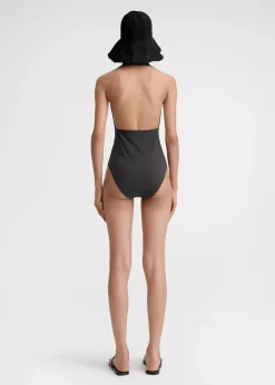 Halterneck swimsuit anthracite