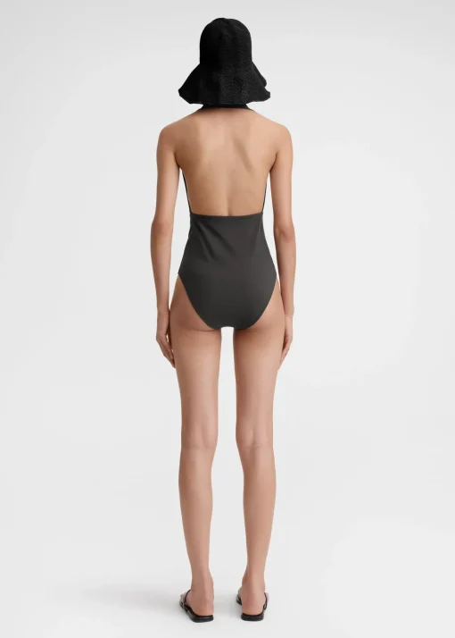 Halterneck swimsuit anthracite