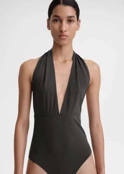 Halterneck swimsuit anthracite