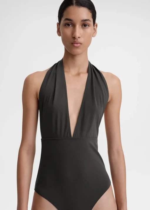 Halterneck swimsuit anthracite