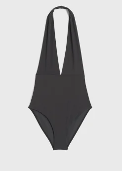 Halterneck swimsuit anthracite