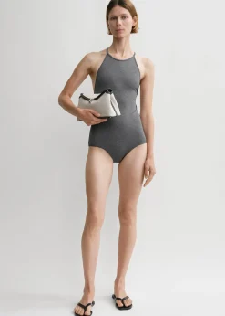 High neck swimsuit grey melange