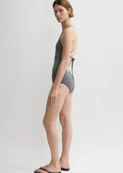 High neck swimsuit grey melange