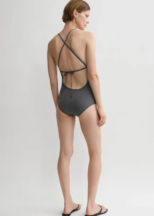 High neck swimsuit grey melange