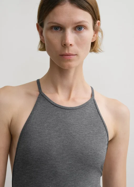 High neck swimsuit grey melange