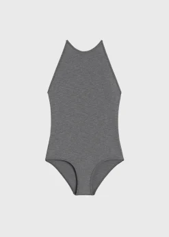 High neck swimsuit grey melange