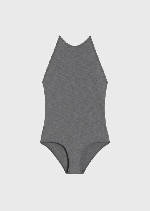 High neck swimsuit grey melange