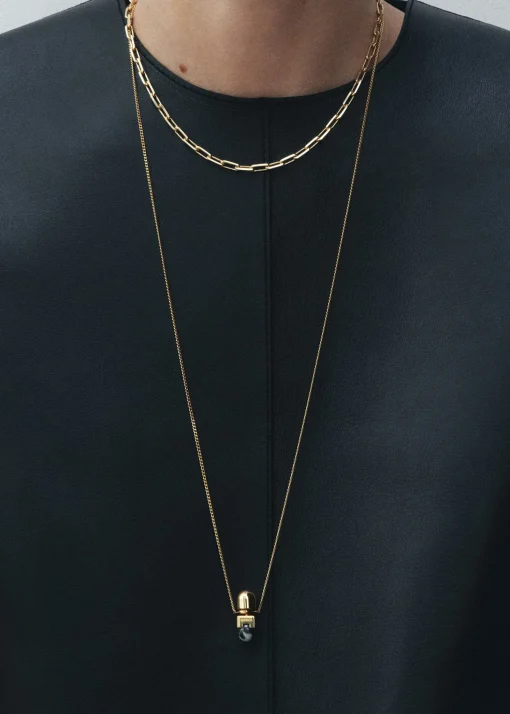 Long jasper necklace black/off white