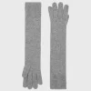 Long knit gloves grey mélange