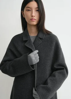 Long knit gloves grey mélange