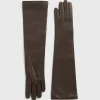 Long leather gloves brown