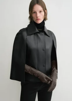 Long leather gloves brown