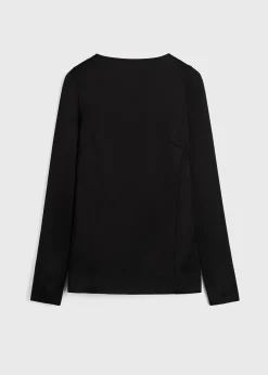 Long-sleeve satin top black
