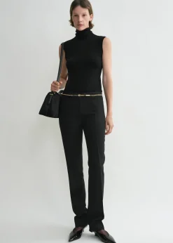 Low-waist cigarette trousers black