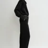 Low-waist satin trousers black