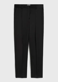 Low-waist satin trousers black