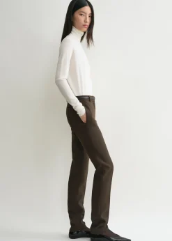 Low-waist slim trousers bark