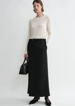 Low-waist straight skirt black