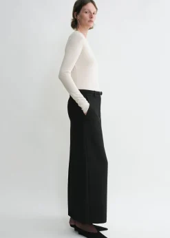 Low-waist straight skirt black