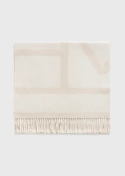 Monogram jacquard wool scarf bone
