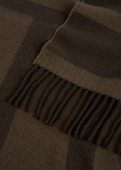Monogram jacquard wool scarf dark brown