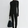 Monogram knit top black