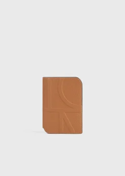 Monogram leather passport holder tan grain
