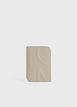 Monogram leather passport holder fawn