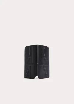 Monogram leather passport holder black