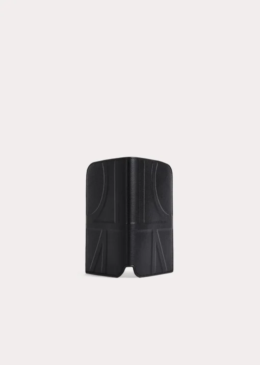 Monogram leather passport holder black
