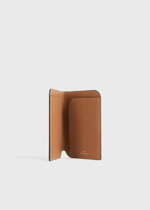 Monogram leather passport holder tan grain