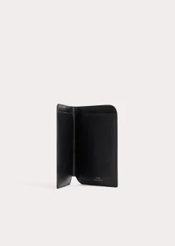 Monogram leather passport holder black