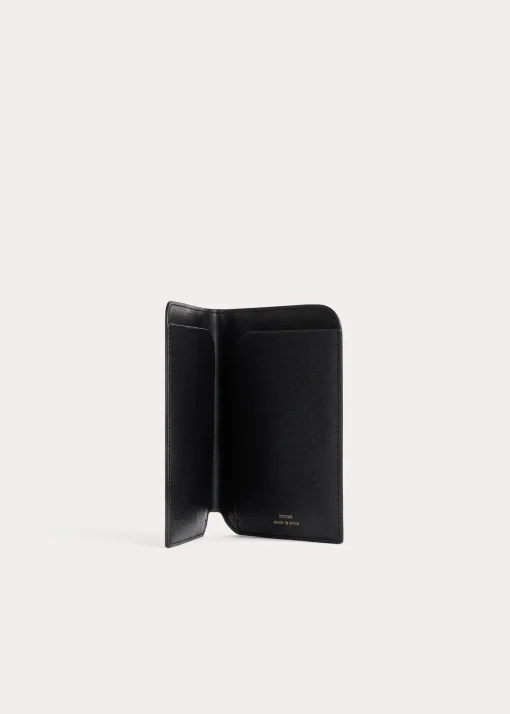 Monogram leather passport holder black