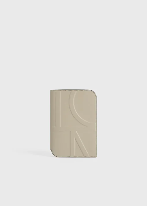 Monogram leather passport holder fawn