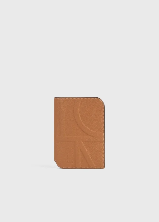 Monogram leather passport holder tan grain