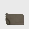 Monogram leather wristlet pouch ash