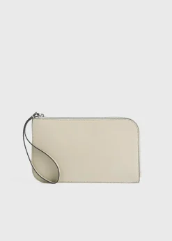 Monogram leather wristlet pouch fawn