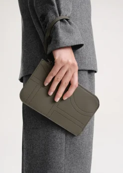Monogram leather wristlet pouch ash