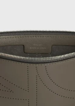 Monogram leather wristlet pouch ash
